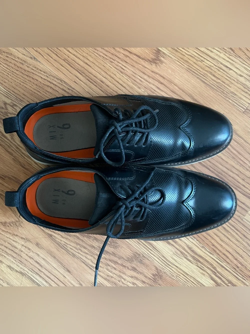Mix No. 6 Men’s Black Leather Perforated Lace-Up Oxfords with Orange Insole